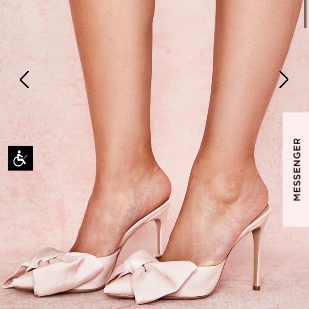 House of CB Beaubelle Satin Pink Bow Mule Heels